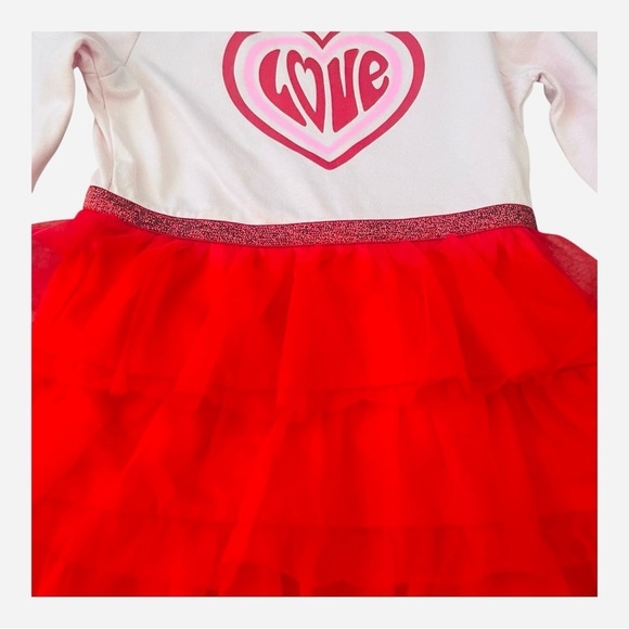 Wonder Nation Girls' 18 Mo tutu Love Heart Dress - Pink and Red long sleeve - Picture 3 of 8